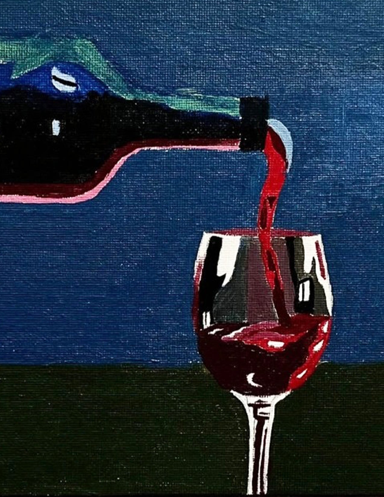 Acrylic wine glass canvas painting
