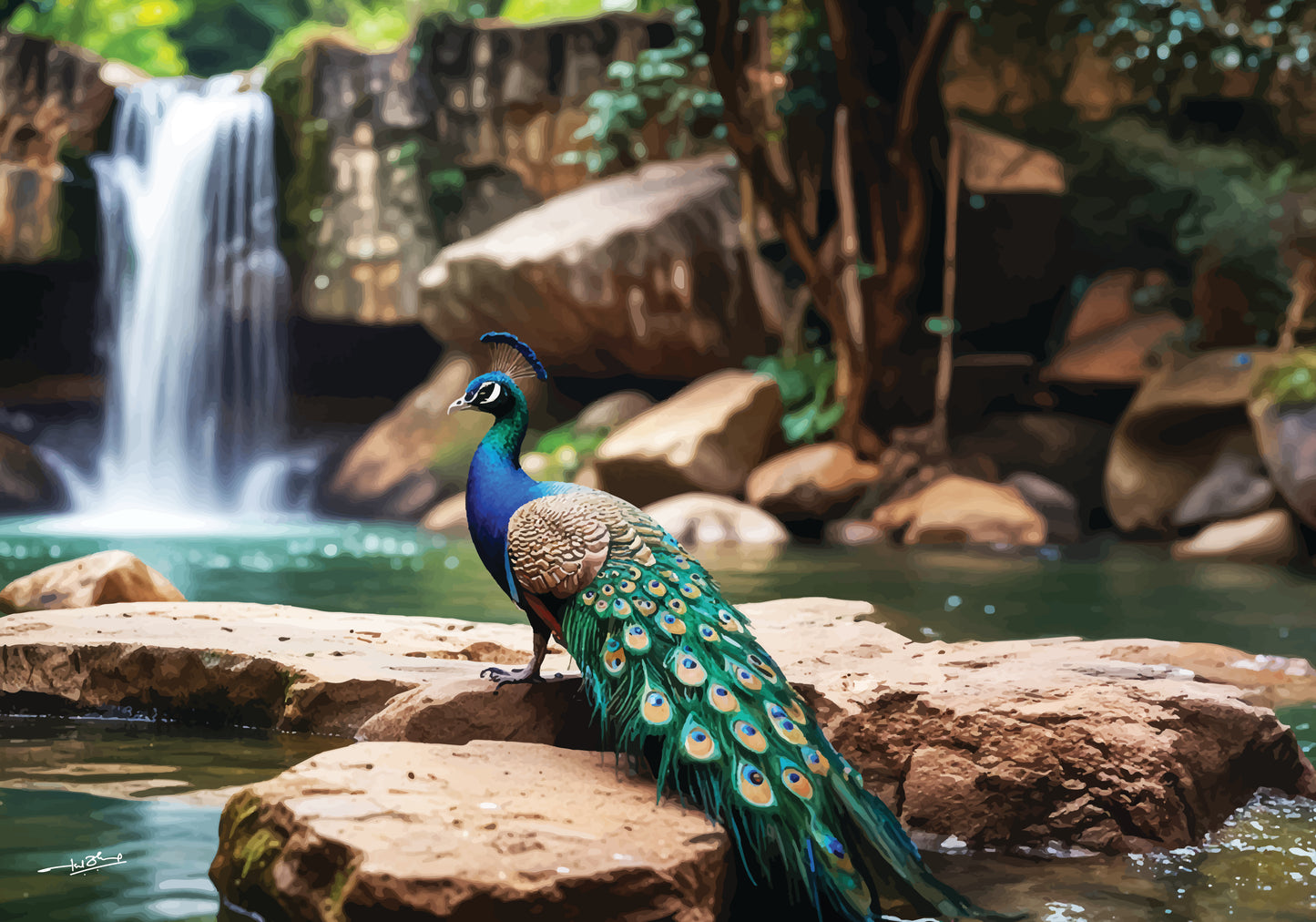 Vastu Peacock Painting Digital | Fancy Room, Home, Office Wall Decoration