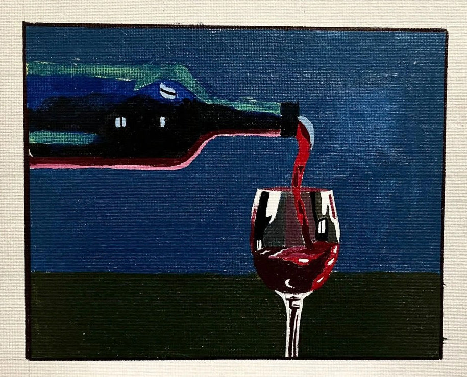 Acrylic wine glass canvas painting