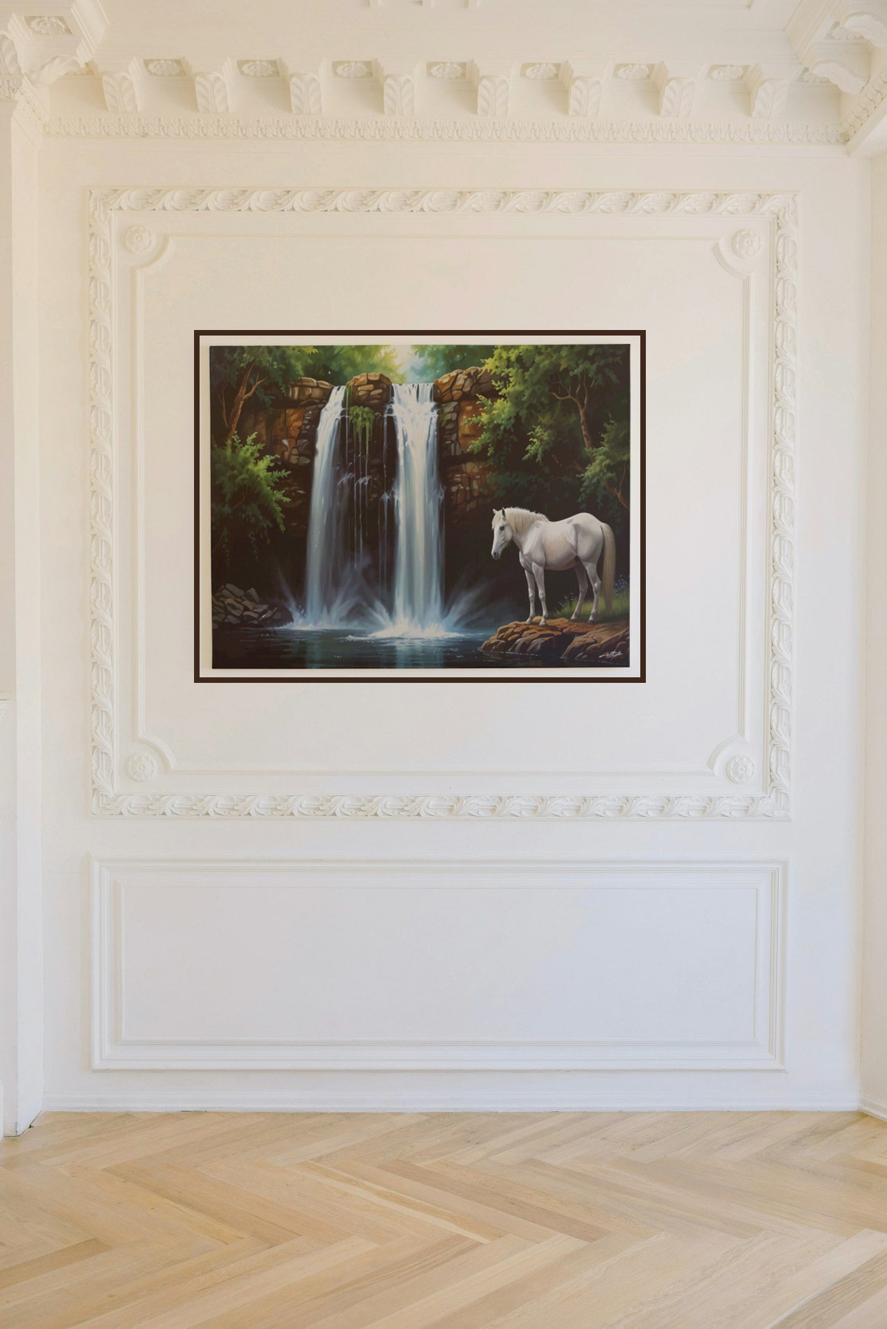 Natural Waterfall with Horse Wall Art